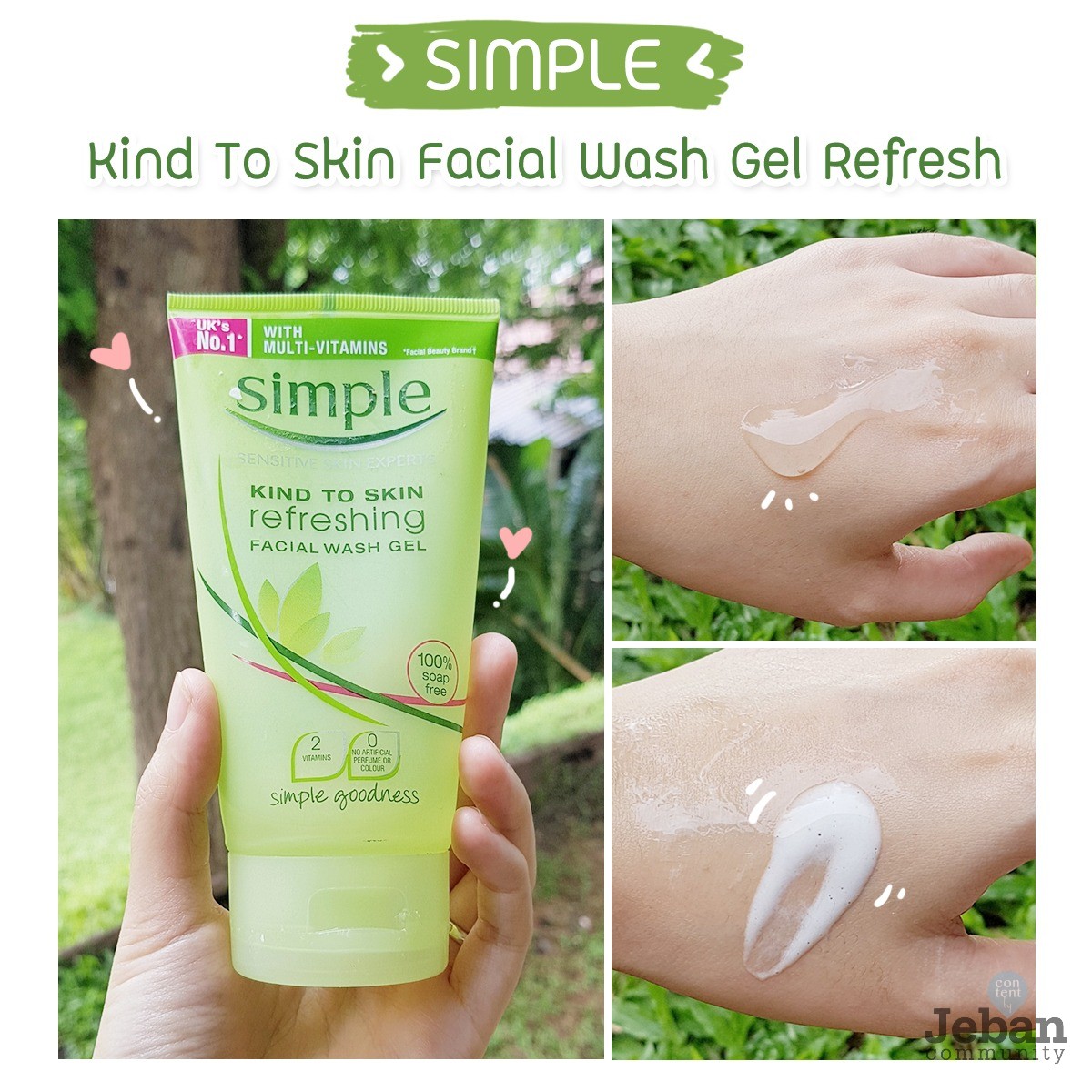 Simple :Kind to skin facial wash gel refresh