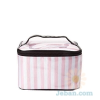 Striped Cosmetic Bag w/ Handle