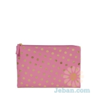 Metallic Polka Dot Cosmetic Pouch