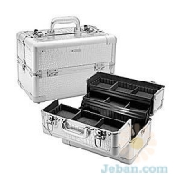 Embossed Traincase Silver Faux Croc