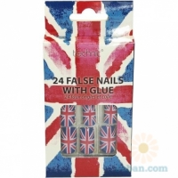 Union Jack 24 False Nails With Glue