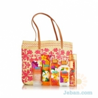 Oahu Coconut Sunset : Hawaiian Style Straw Tote Gift Set