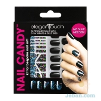 Nail Candy Kit : Black/Dark Press On Nails With Stickers