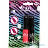 Nail Art : Set in Black and Pink