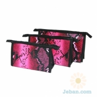 Boa Makeup Bag Set : Hot Pink