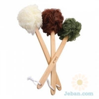 Net Bath Scrubber With Wooden Handle