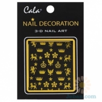 Gold Glitter 3D Nail Art